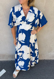 Gisela - Klänning - Flower - Blå - Nyhet