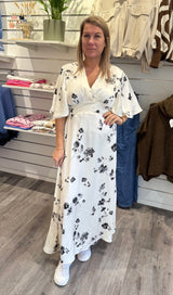 Gisela - Klänning - Blommor - Cream/Svart