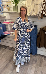 Gisela - Klänning - Mönster - Navy- Nyhet