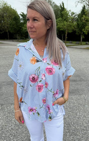 Glenna-  Skjorta - Randig/Blommor
