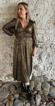 Miriam  - Klänning - Plisserad  - Guld- Nyhet