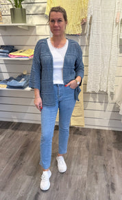 Hailey - Kort virkad Kofta - Denim