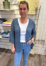 Hailey - Kort virkad Kofta - Denim