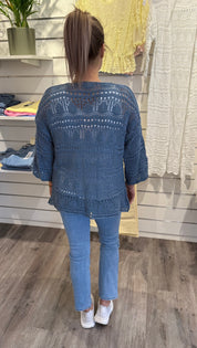 Hailey - Kort virkad Kofta - Denim