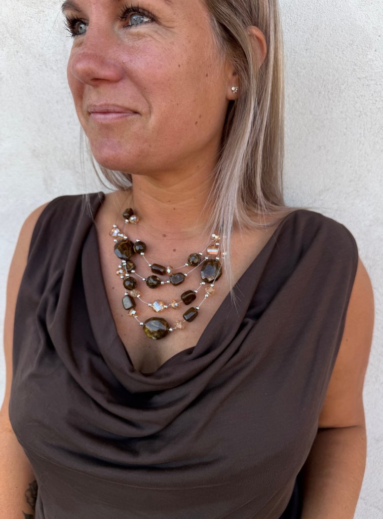 Gemini - Halsband - Stenar- Brunt- Nyhet