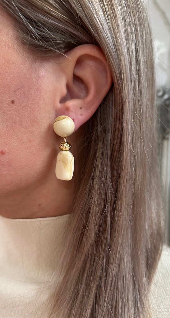 Helena - Örhänge - Cream/Guld-  Nyhet