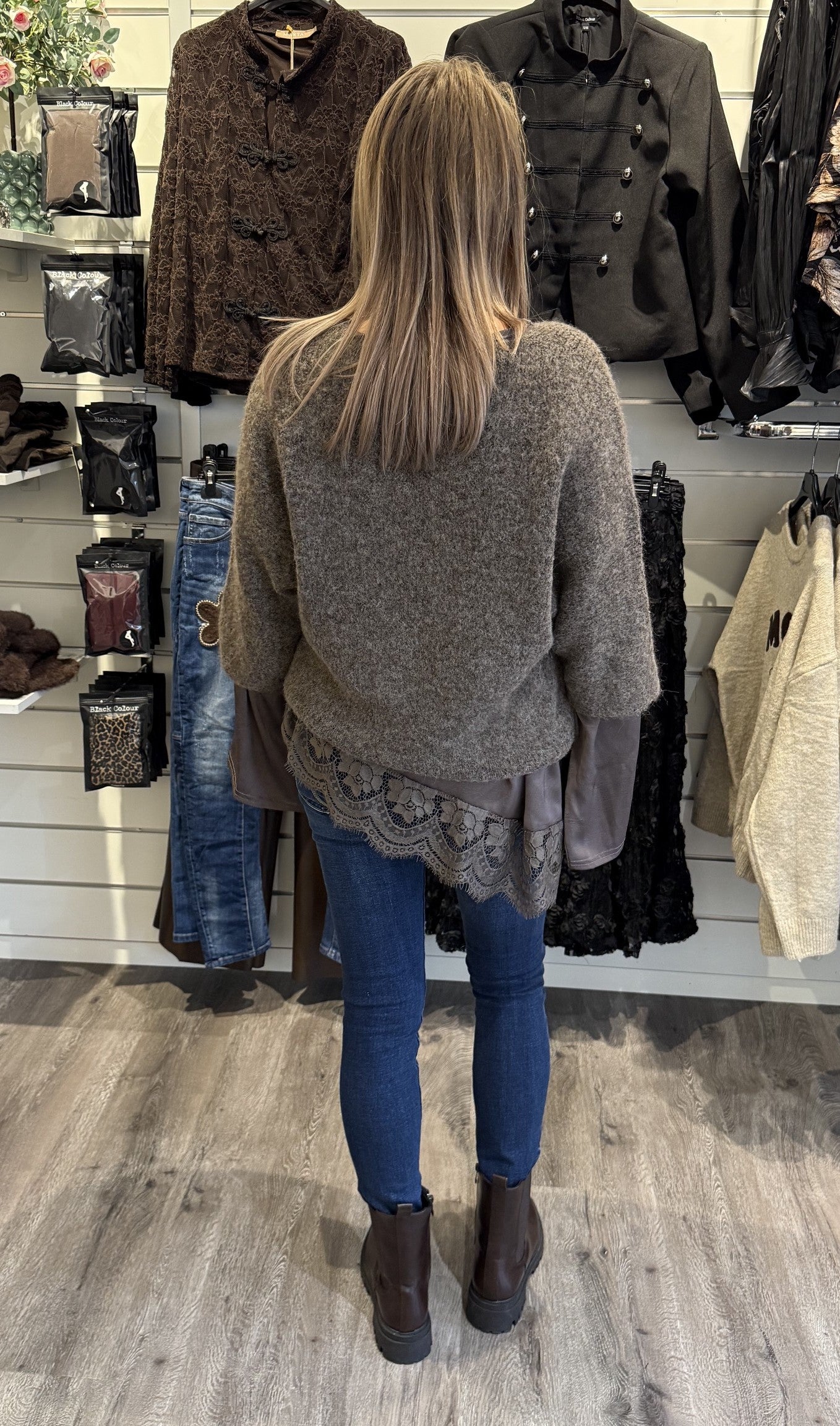 Helene stickad tröja Taupe