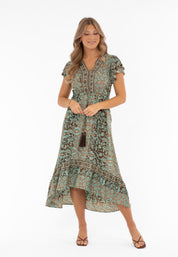 Hollis Dress- Azur/Coffee/Guld