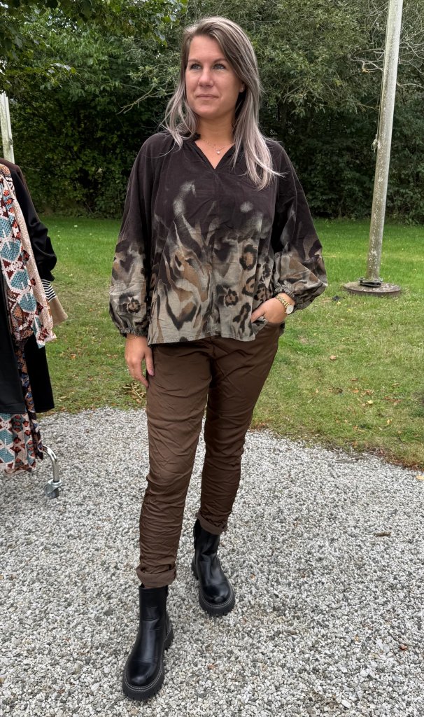 Ilma Byxor med knyt - Glansiga Brun