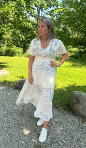 Celine- Klänning -  Mönster - Ljusblå