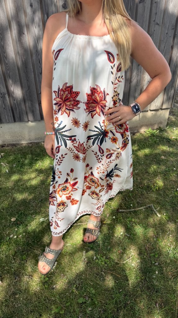 Dora - Klänning - Flower- Beige- Nyhet