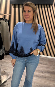 Ingrid Tröja - Spets - Blå