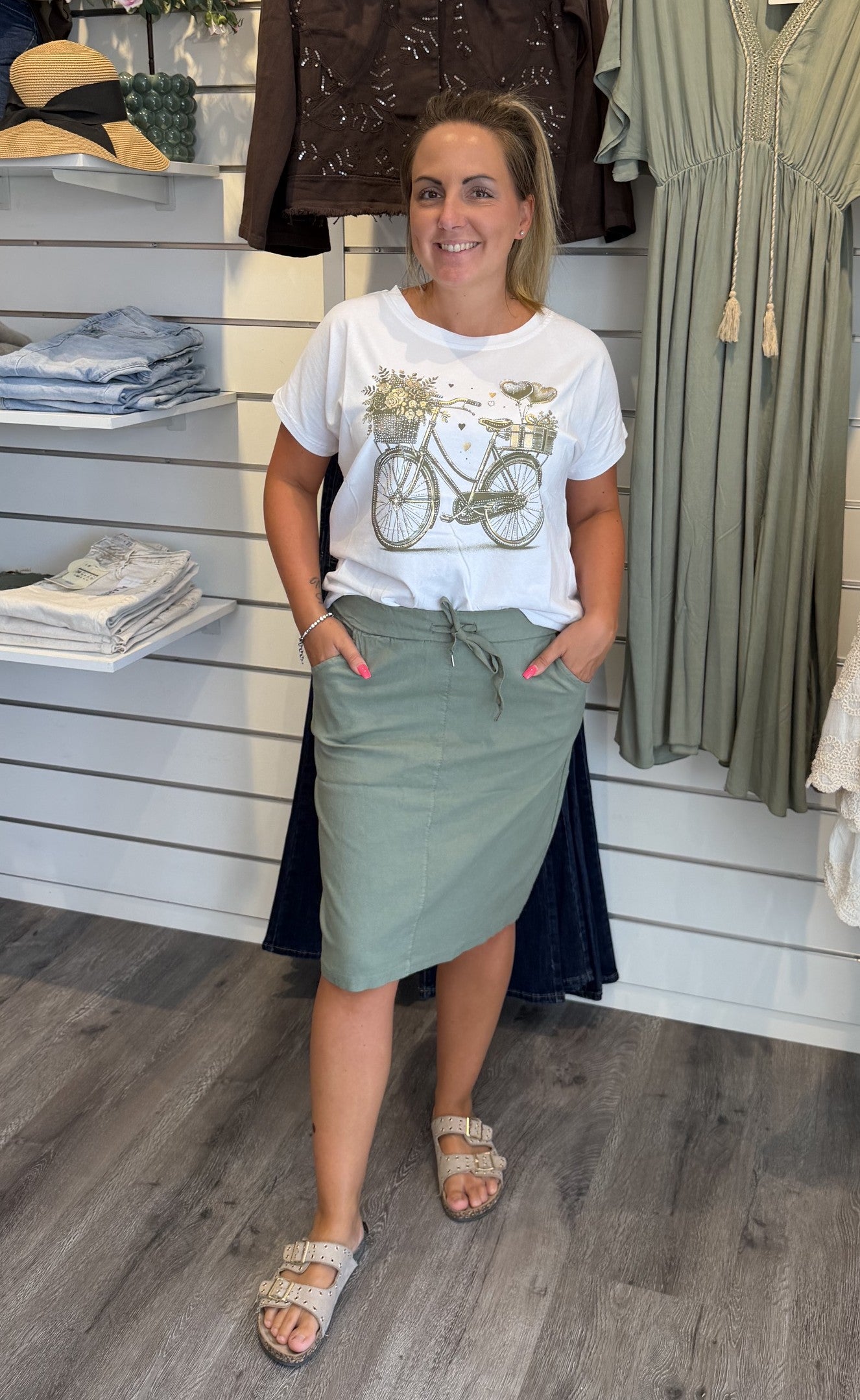 Linda - Tshirt - Cykel Khaki