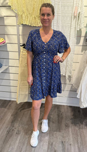 Iris- Klänning- Kort  - Flower - Navy