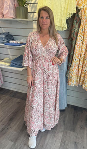 Isabella Klänning  Mönster Rosa