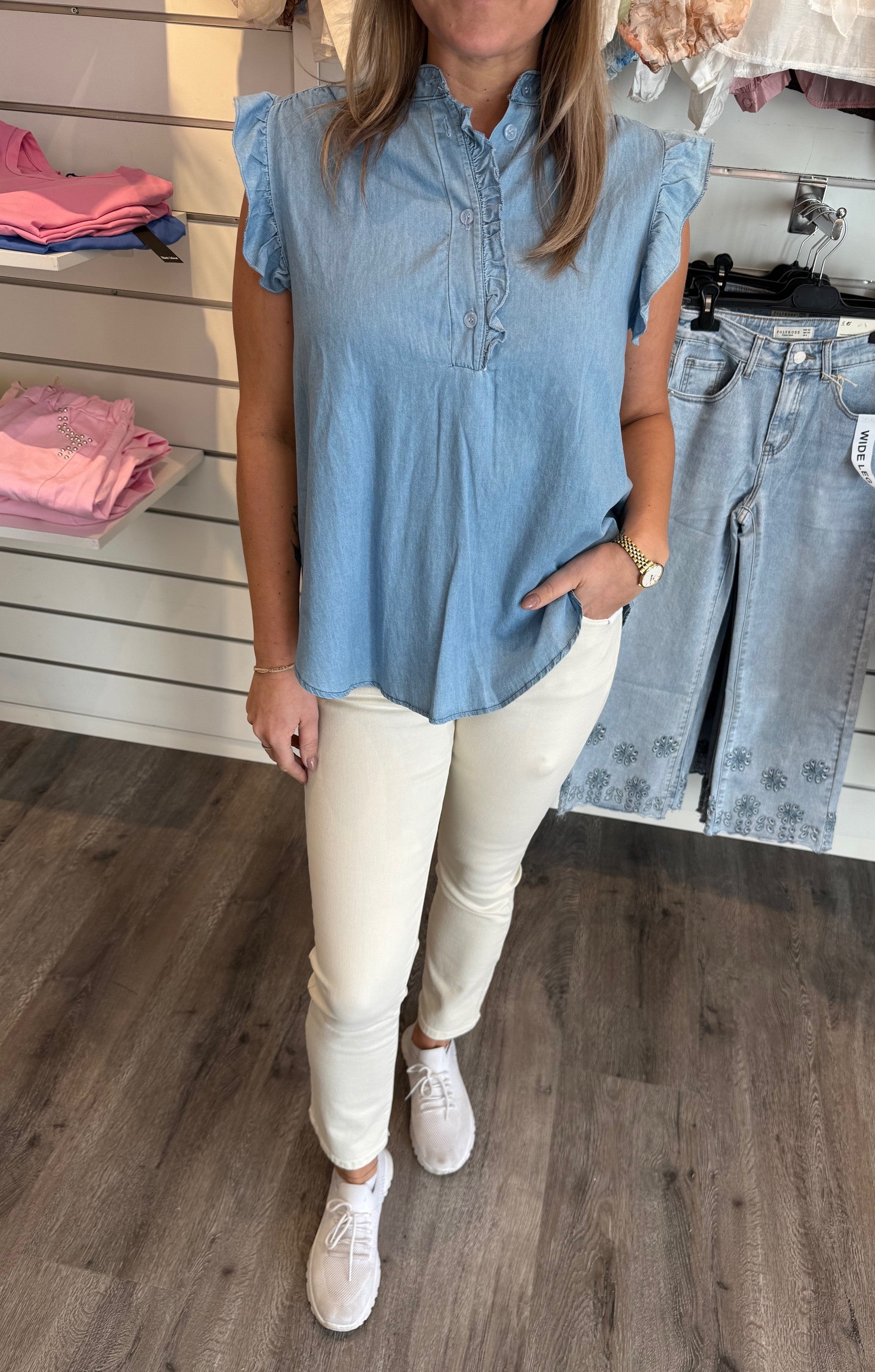 Jackie - Topp - Ljus Denim - Nyhet