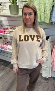 Jessa - Sweatshirt-  Love - Beige/Brun