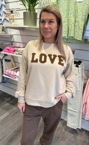 Jessa - Sweatshirt-  Love - Beige/Brun