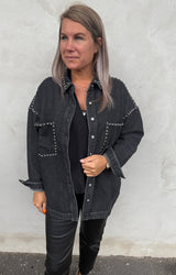 Laura- Jeansjacka - Svart - Nitar - Nyhet