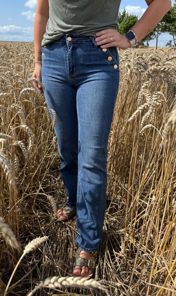 Mickan - Jeans - Guldiga knappar - Mörk denim - Nyhet