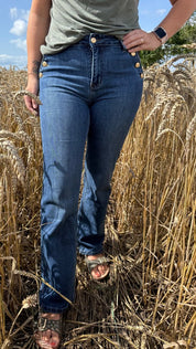 Mickan - Jeans - Guldiga knappar - Mörk denim - Nyhet