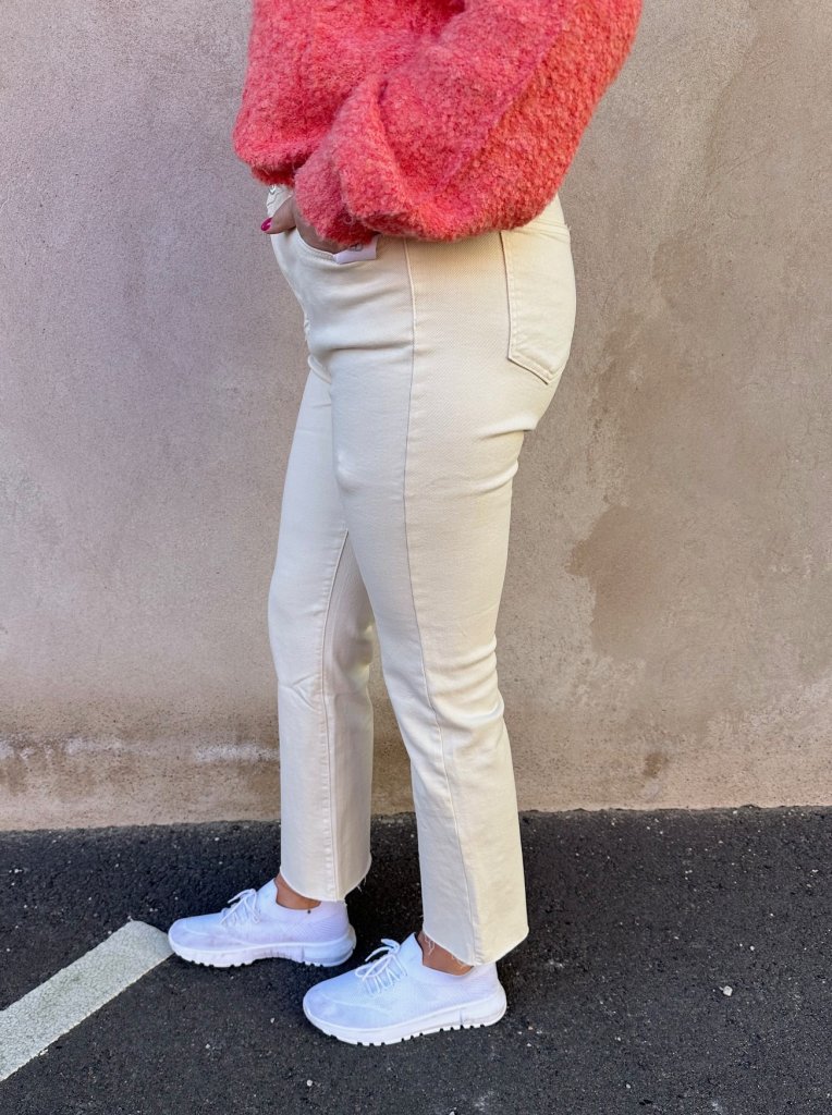 Jenna - Jeans - Flare - Beige- Nyhet