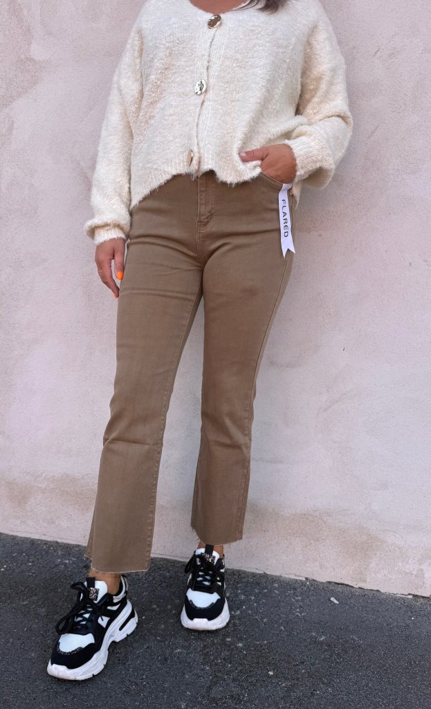 Jenna - Jeans - Flare - Taupe - Nyhet