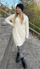 Jennie- Längre tröja med luva - Beige - Nyhet