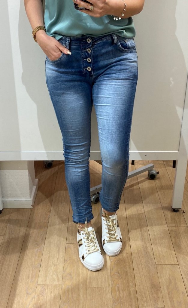 Alba - Joggingjeans med Knappar 90109-B - Denim