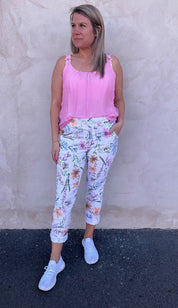 Josefine - Byxor - Flower - Vit