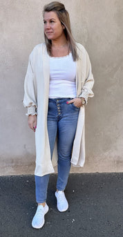 Juia- Kofta med smock - Beige- Nyhet