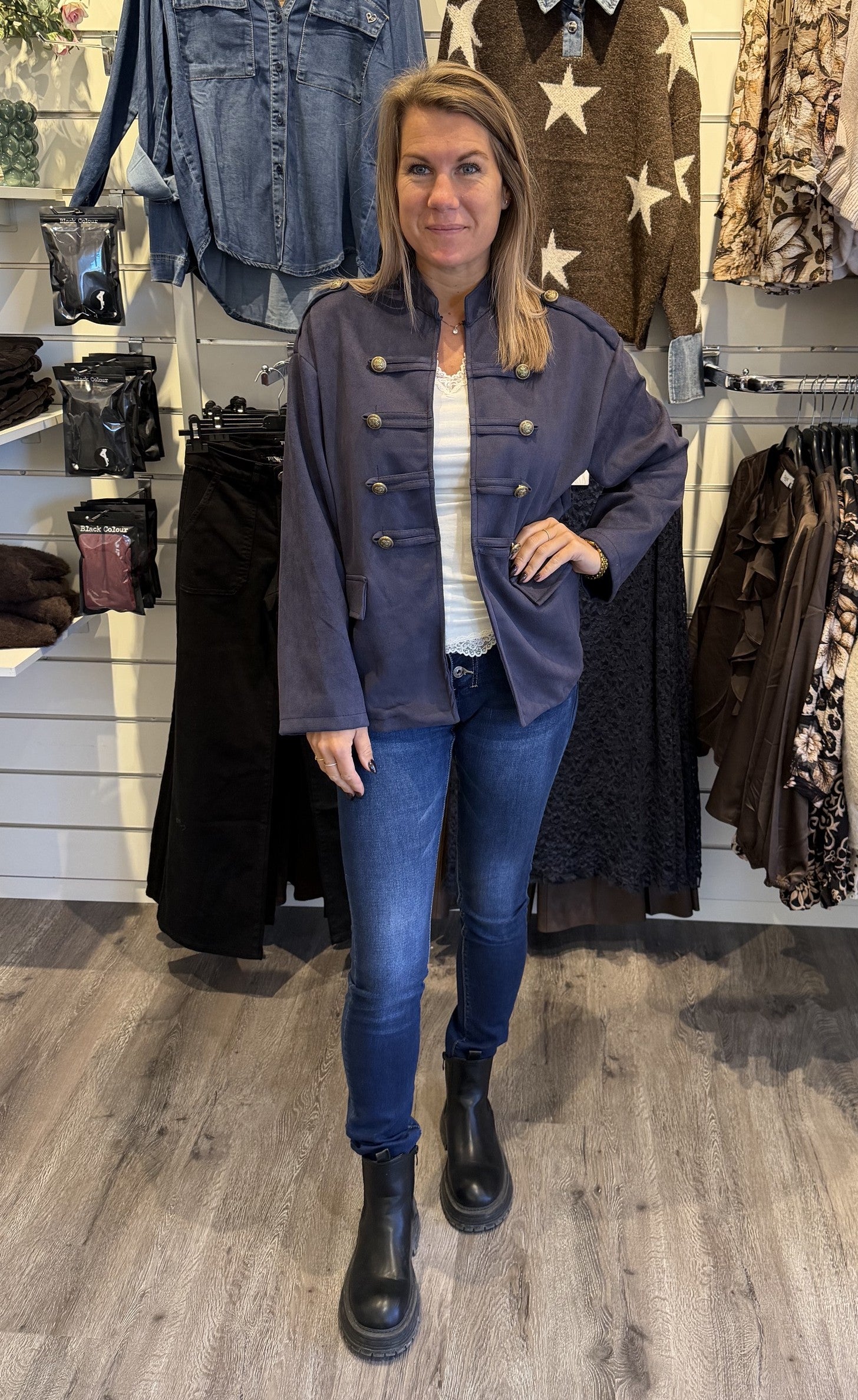 Justina mockaimitations jacka navy