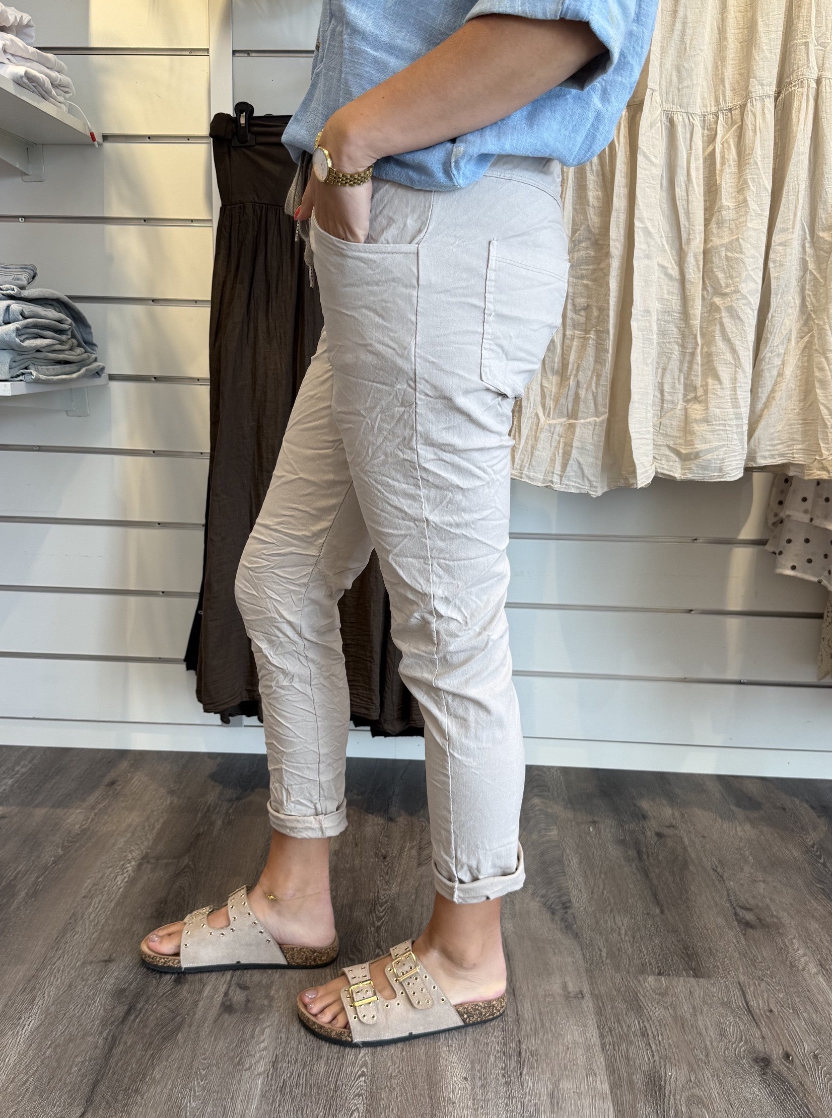 Kalie Byxor med Knyt  Beige