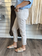 Kalie Byxor med Knyt  Beige