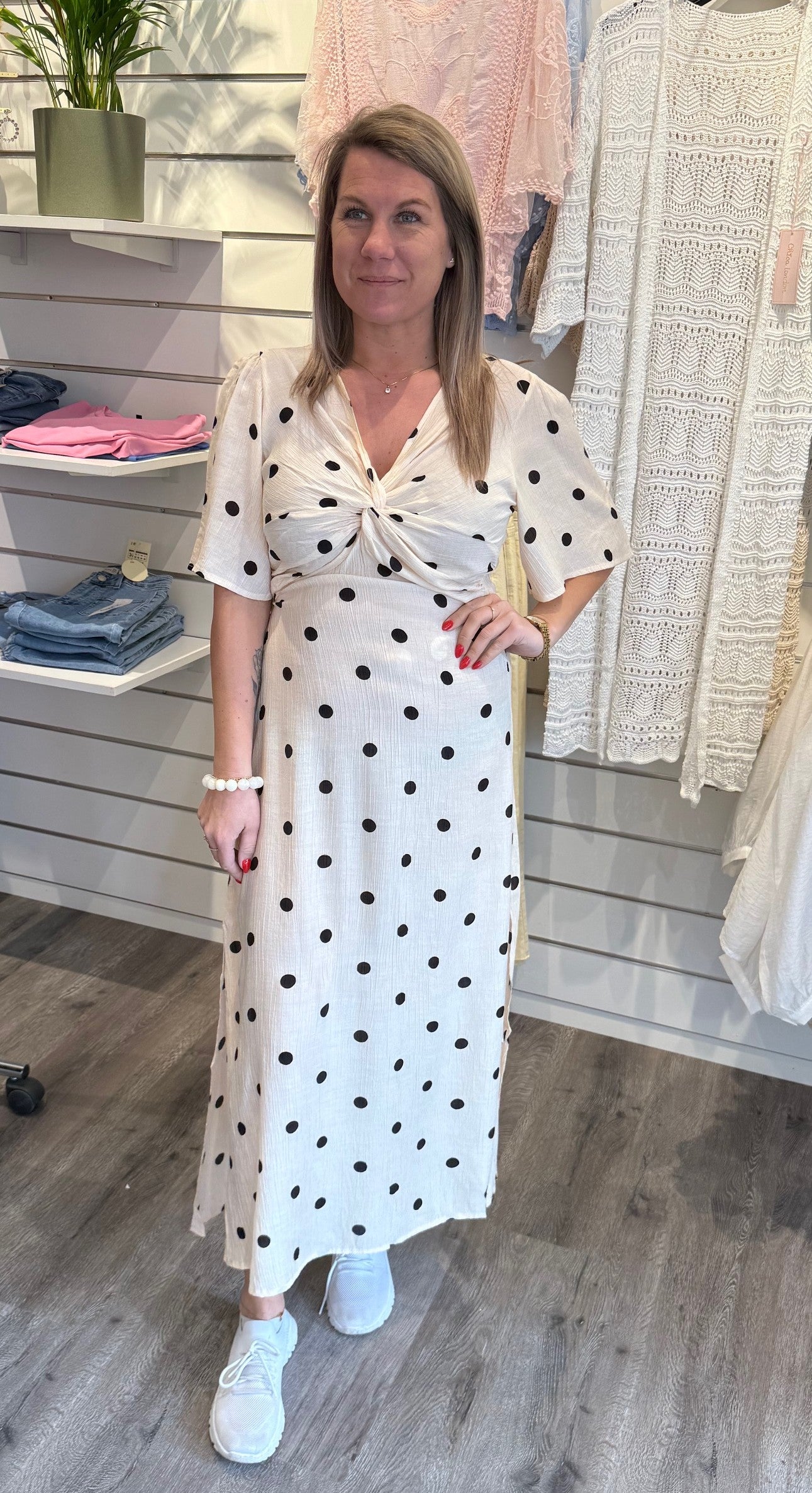 Kate - Klänning - Prickig - Beige- Nyhet