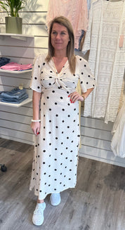 Kate - Klänning - Prickig - Beige- Nyhet