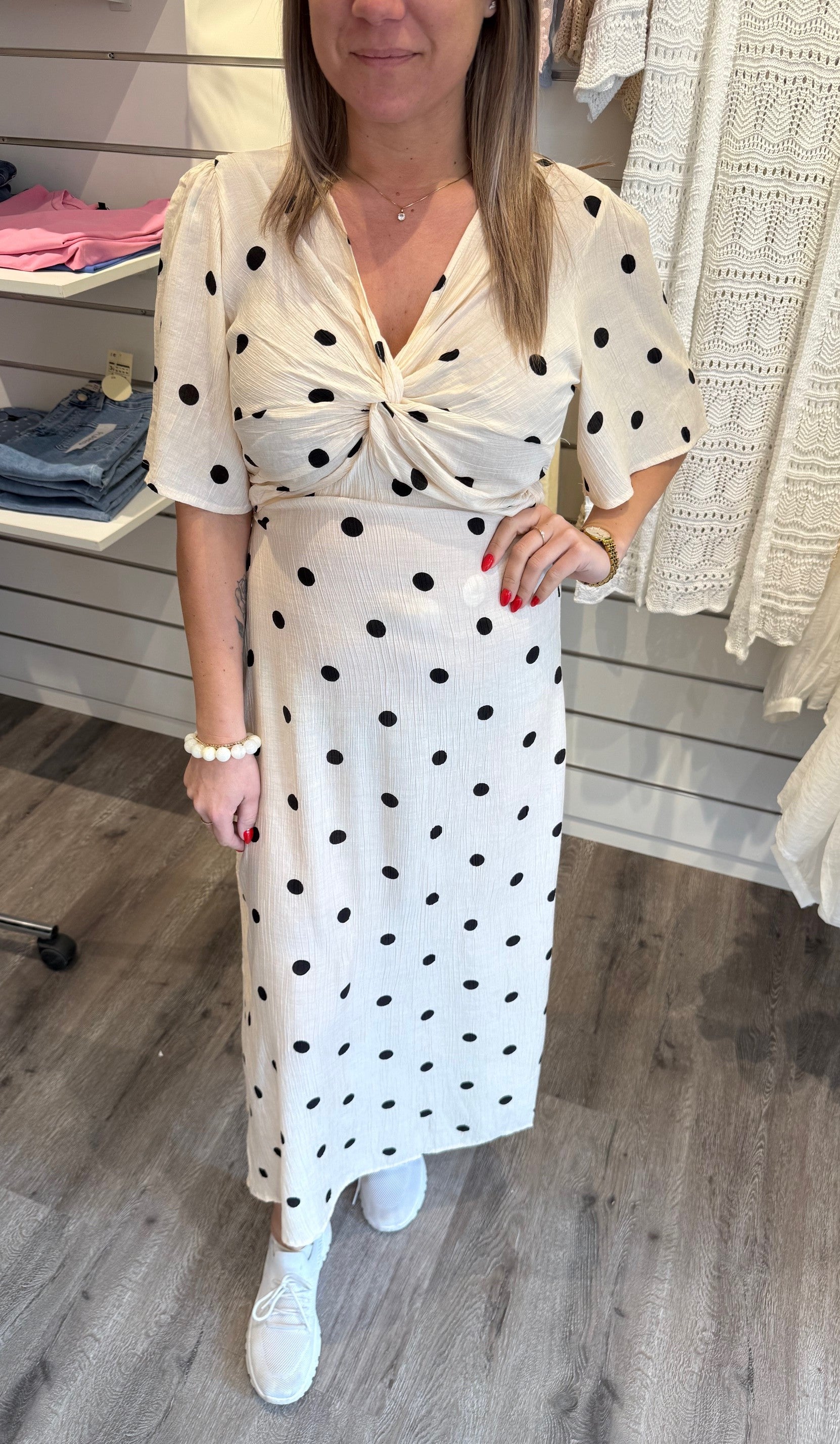 Kate - Klänning - Prickig - Beige- Nyhet