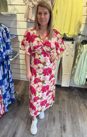 Kate Klänning Flower Fuxia