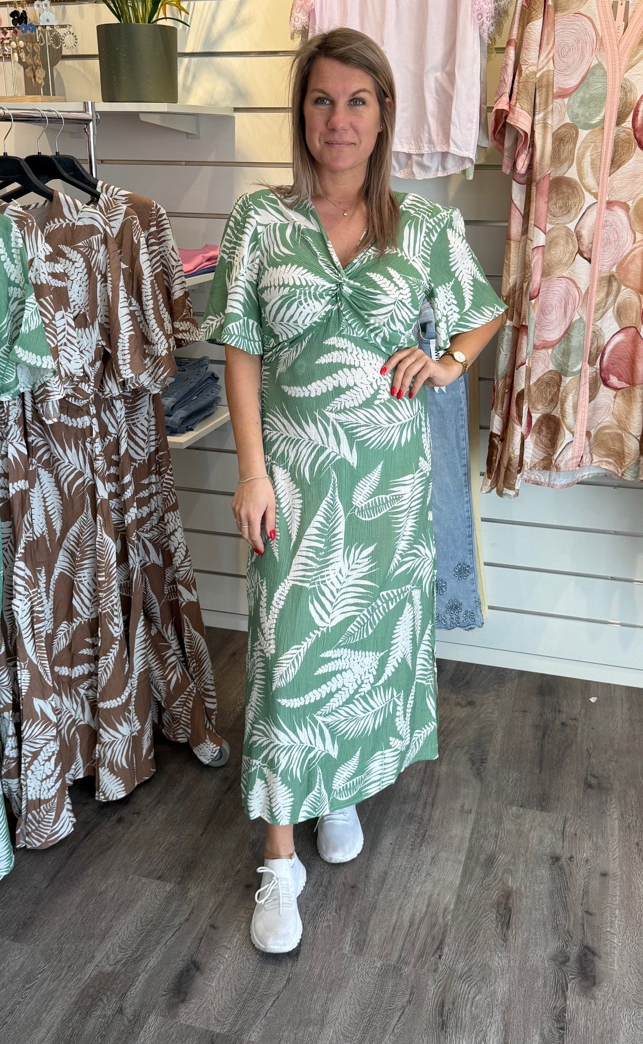 Kate Klänning Bladmönster Grön