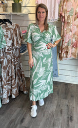 Kate Klänning Bladmönster Grön