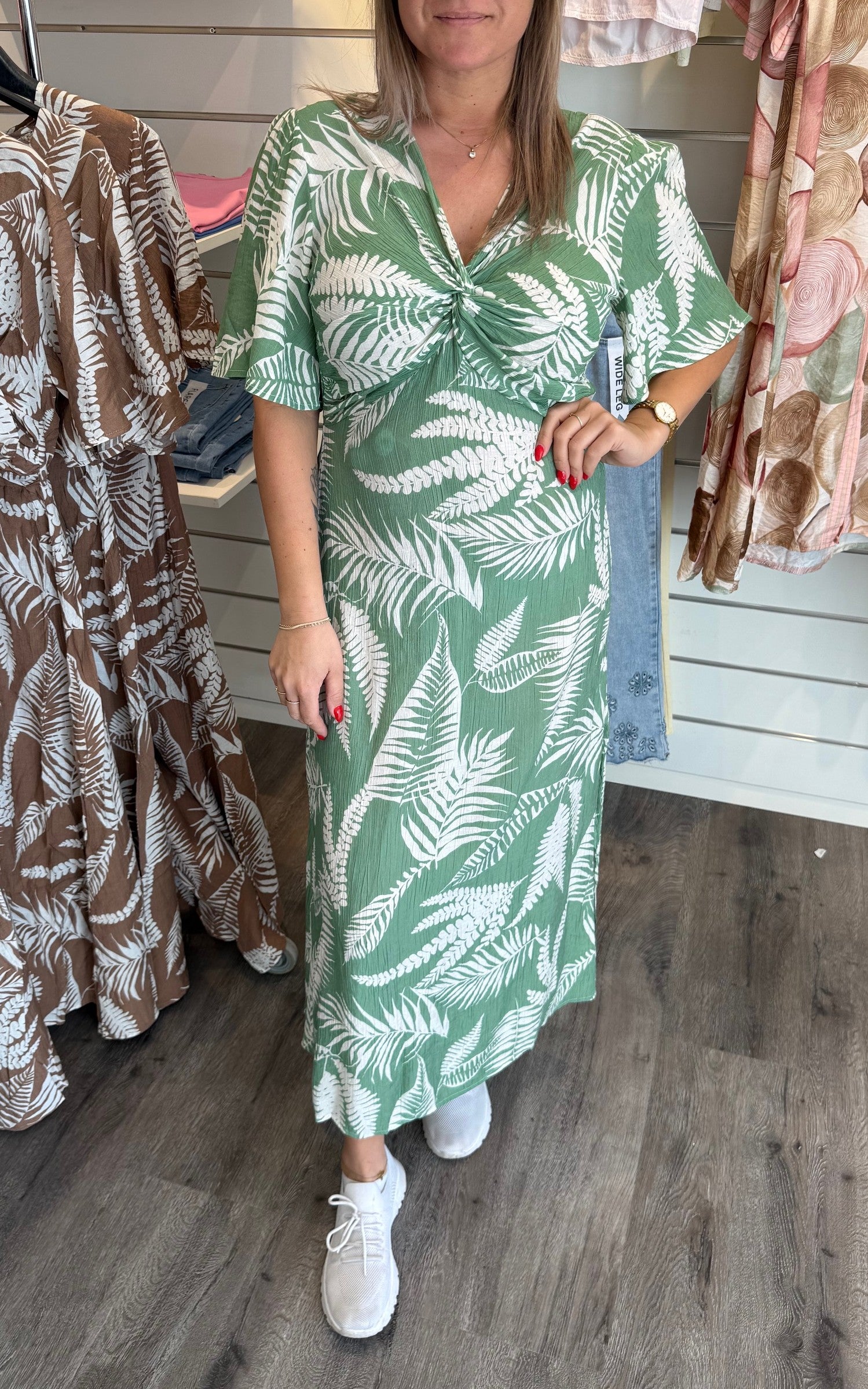 Kate Klänning Bladmönster Grön