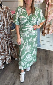 Kate Klänning Bladmönster Grön