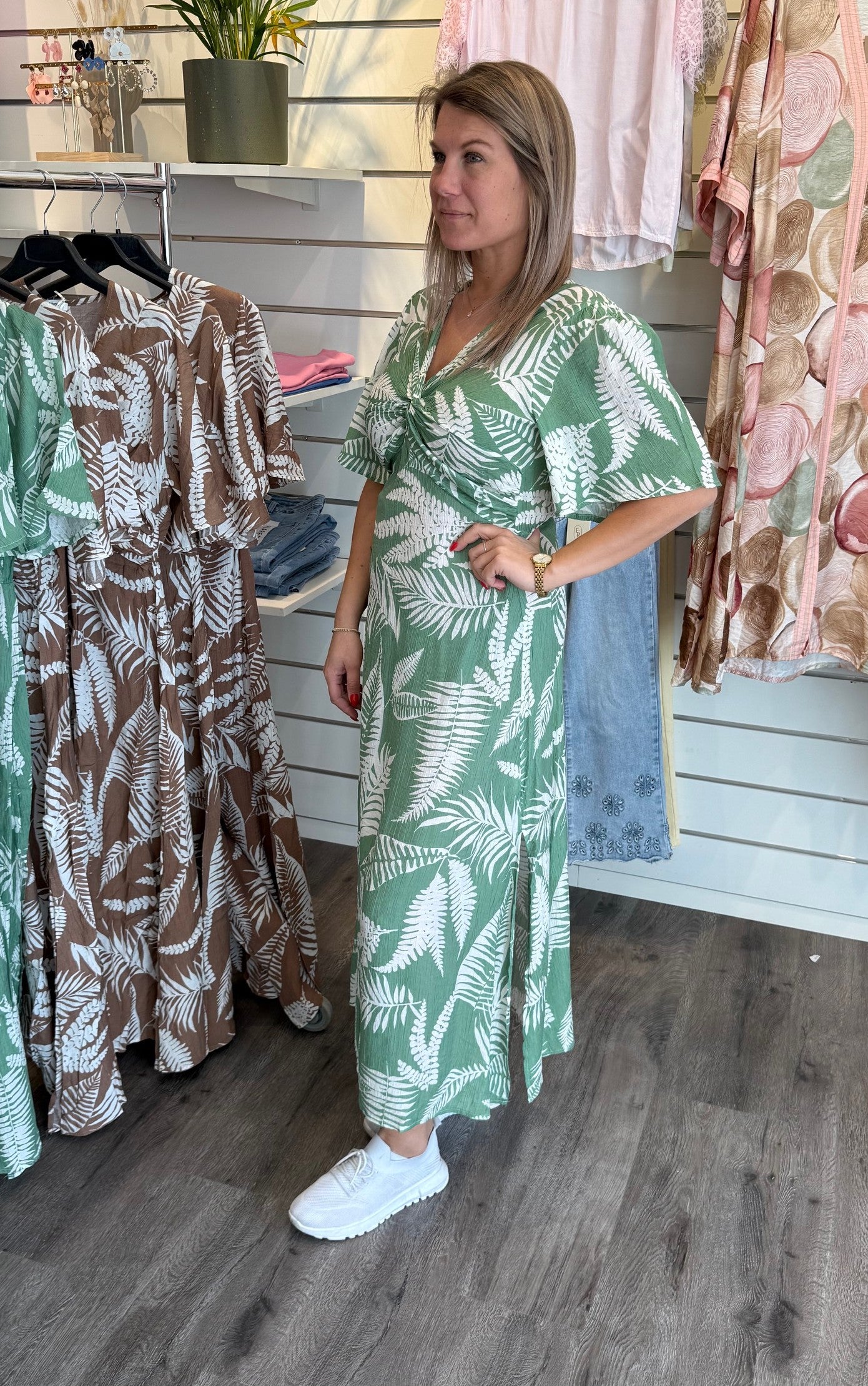 Kate Klänning Bladmönster Grön