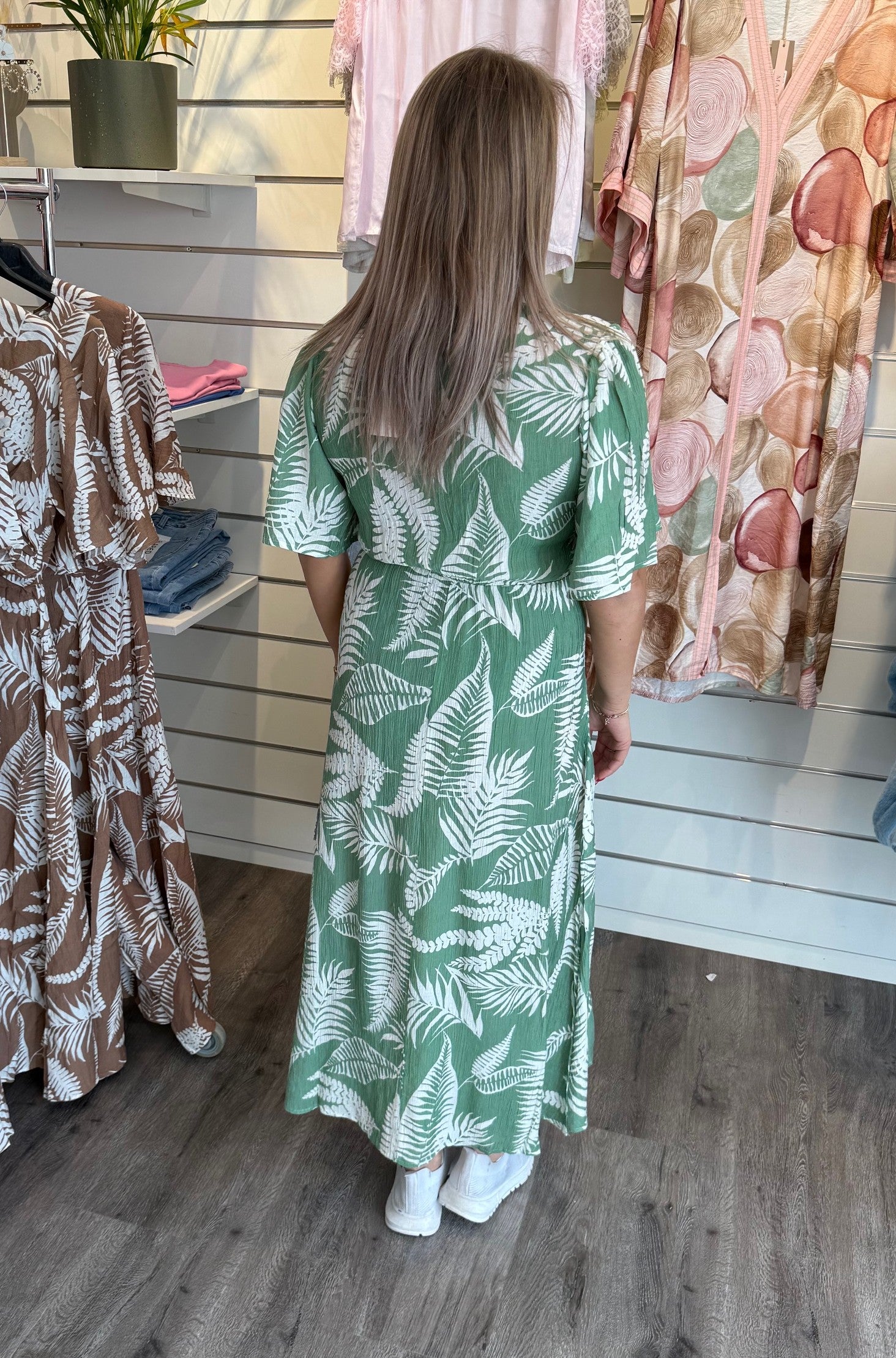 Kate Klänning Bladmönster Grön