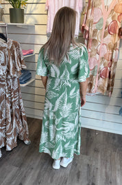 Kate Klänning Bladmönster Grön