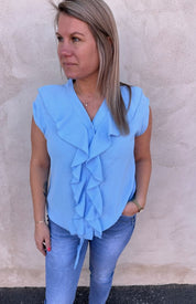 Kelly - Topp med knyt - Ljusblå