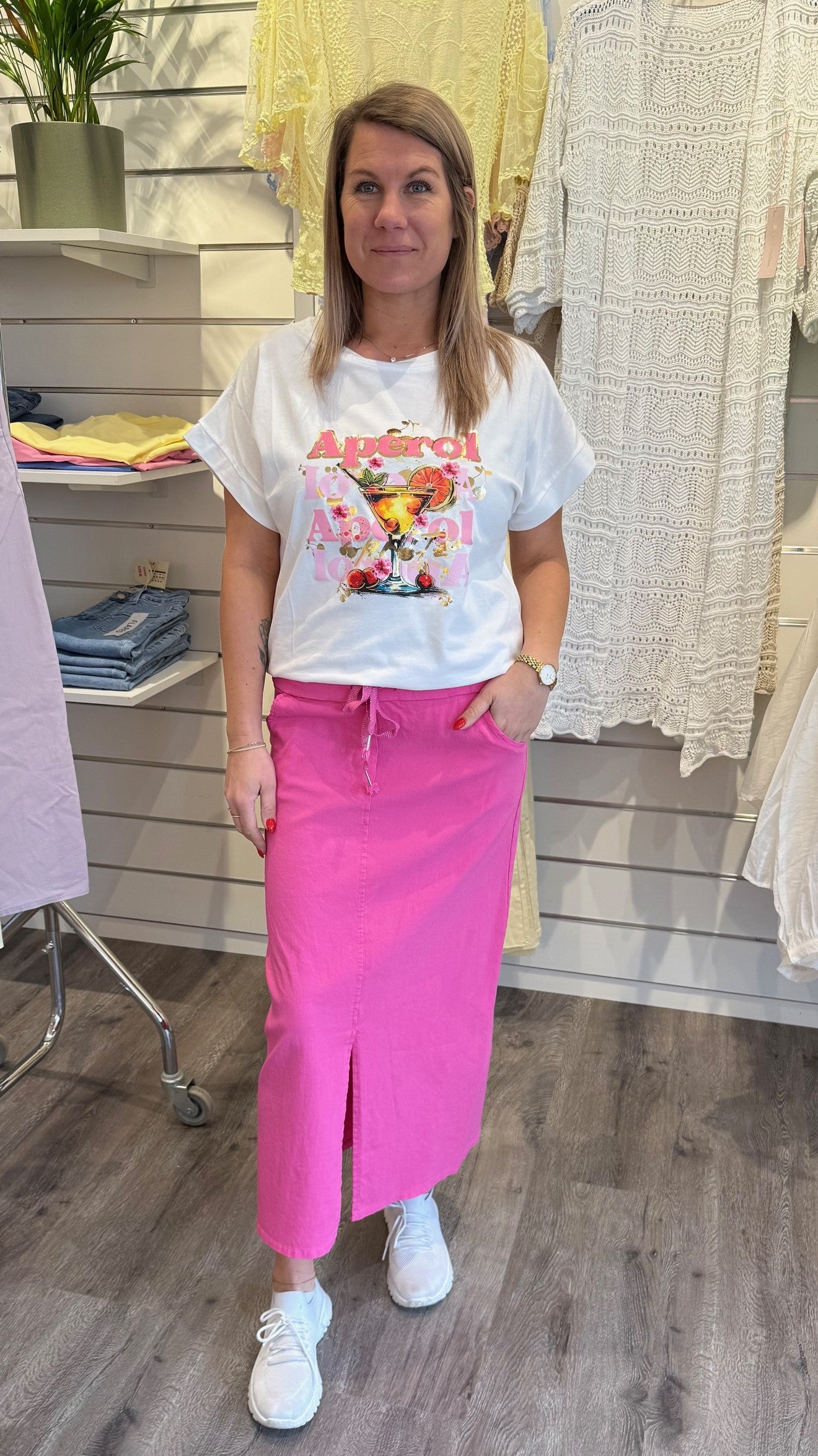 Madde - Kjol med knyt  - Fuxia