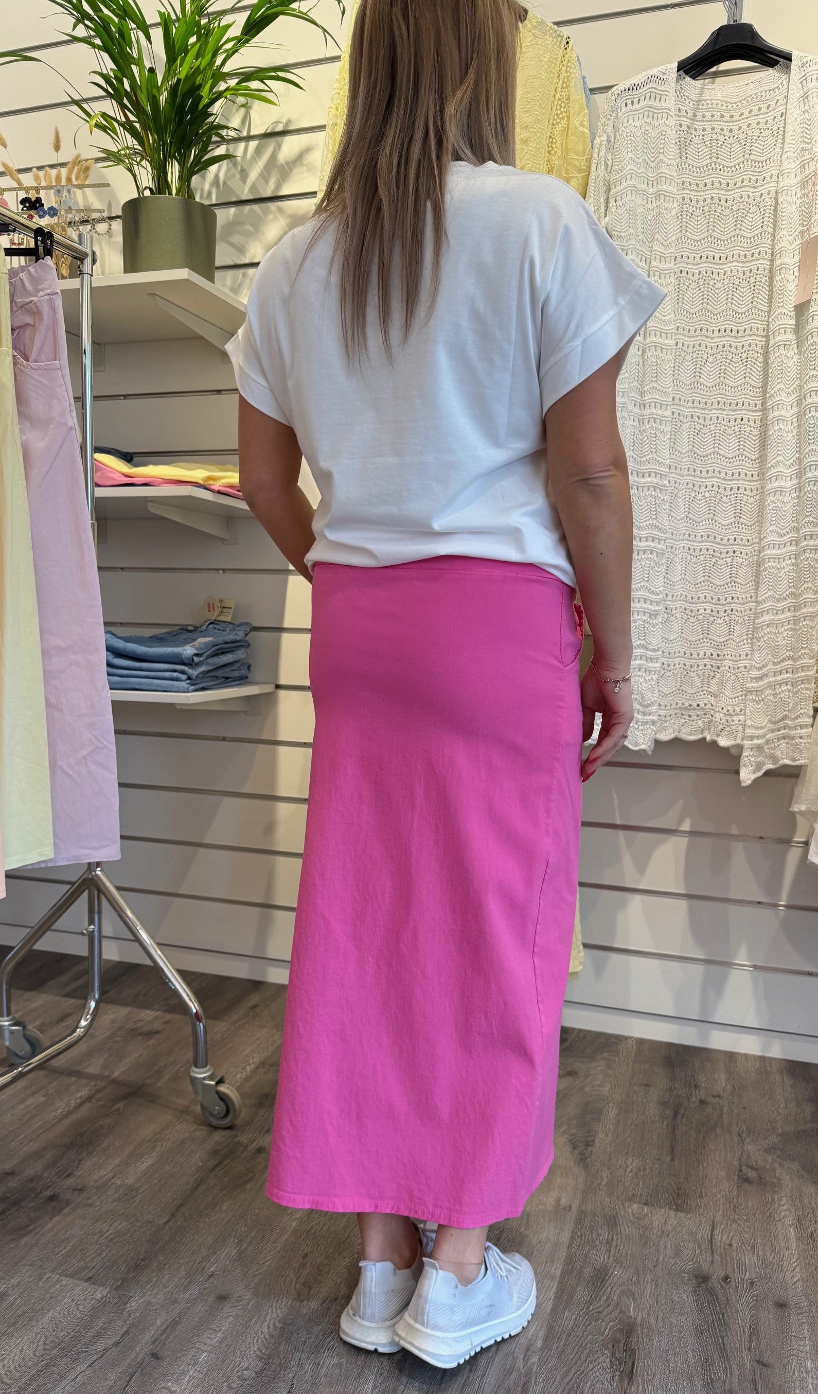Madde - Kjol med knyt  - Fuxia