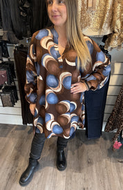 Hildur Tunika Mönster Choco/Blå