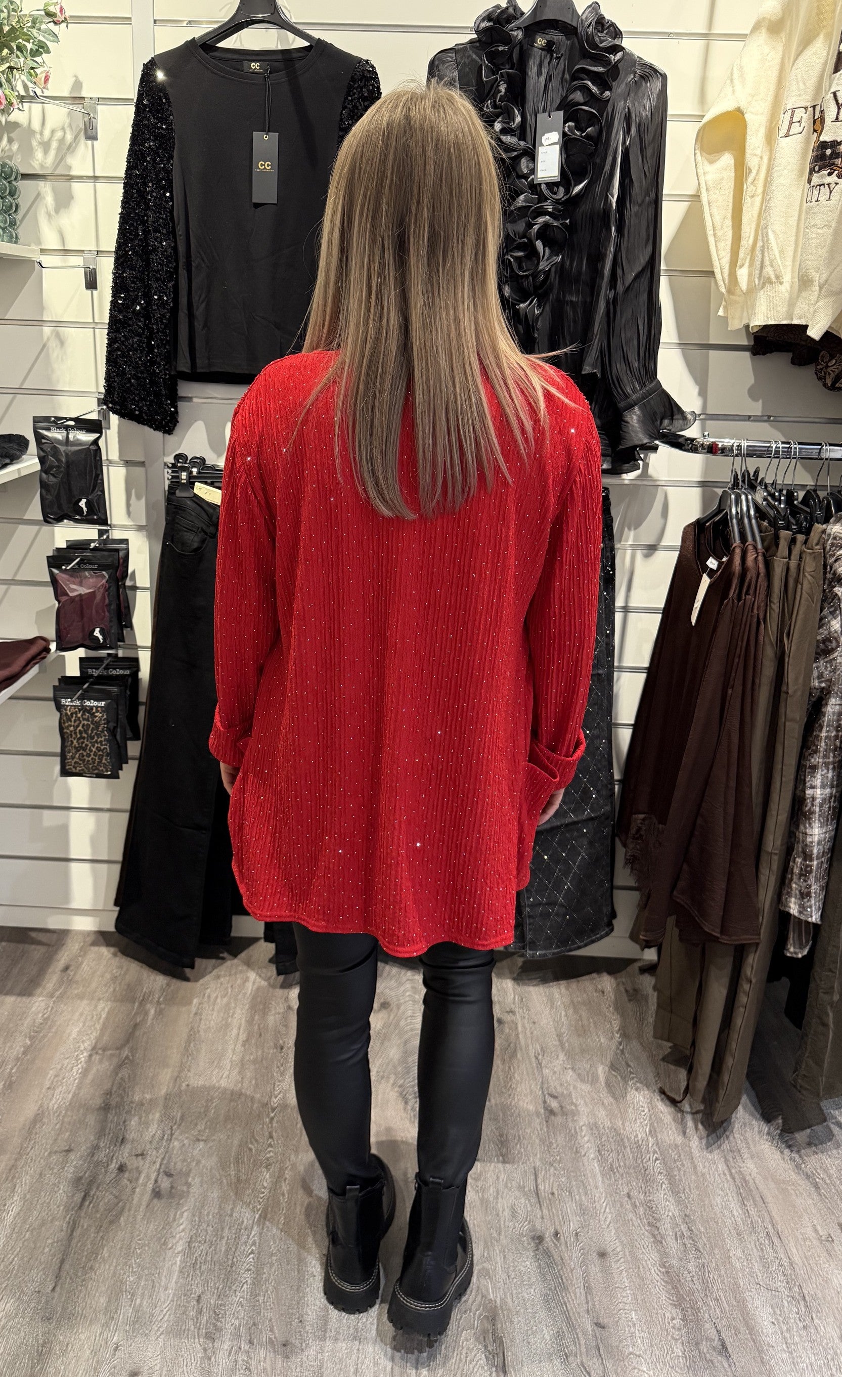 Simone Kavaj Strass Röd